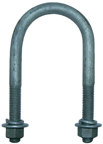 Galvanised steel U-bolt, incl nuts/washers – M12 x 1.75 x 53mm thread with 76mm x 130mm capability